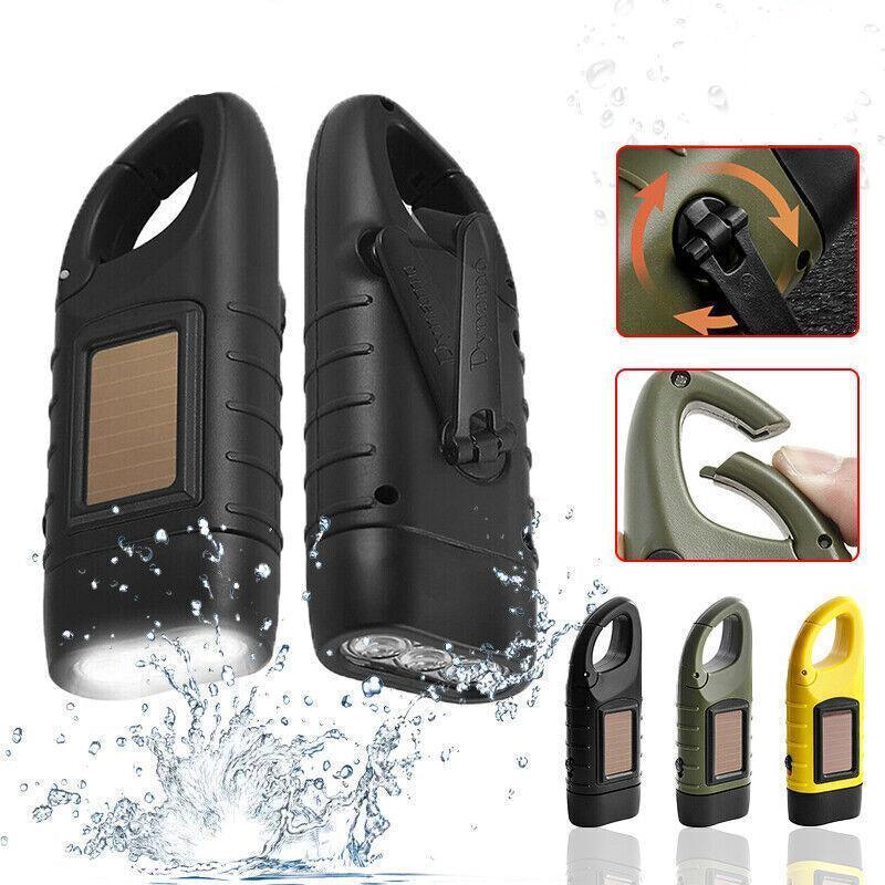 Premium Hand Crank Solar LED Emergency Flashlight – Black