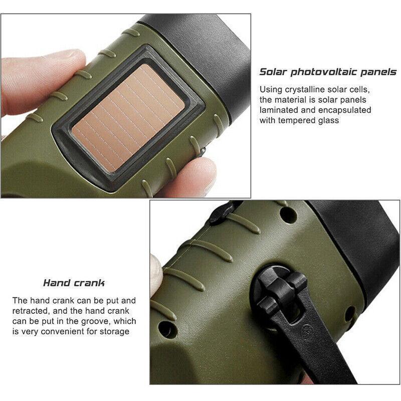 Premium Hand Crank Solar LED Emergency Flashlight – Green