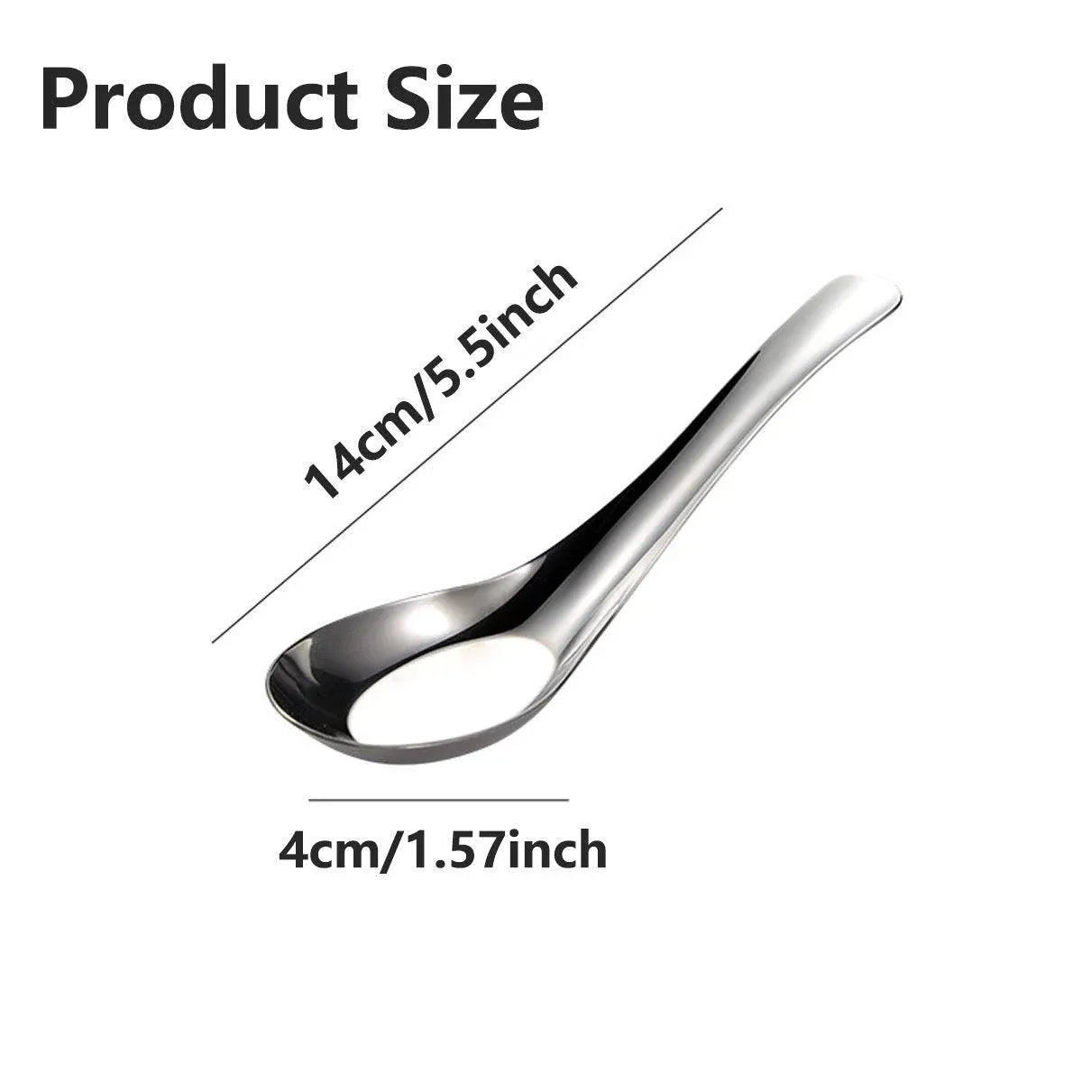 Premium SUS304 Stainless Steel Flat Bottom Soup Spoons – 10 Pack