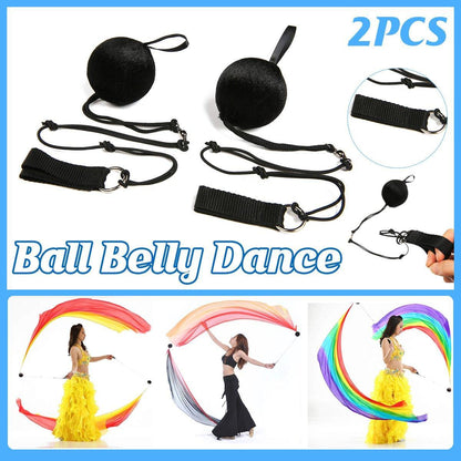 Premium Belly Dance Poi Balls Set with Adjustable Length - Black
