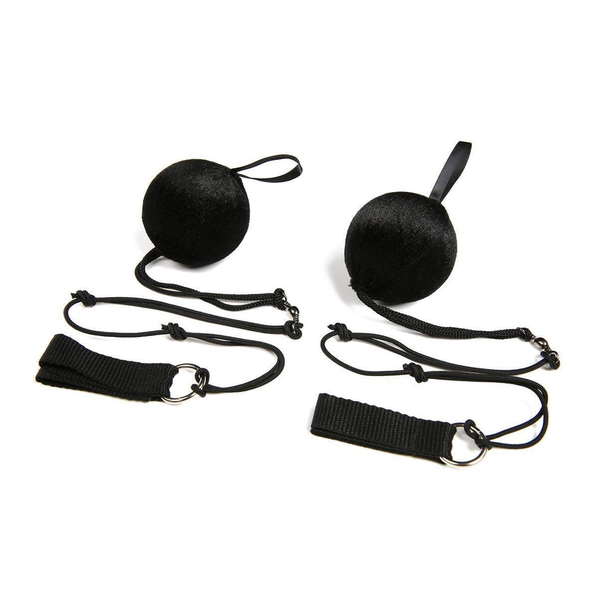 Premium Belly Dance Poi Balls Set with Adjustable Length - Black