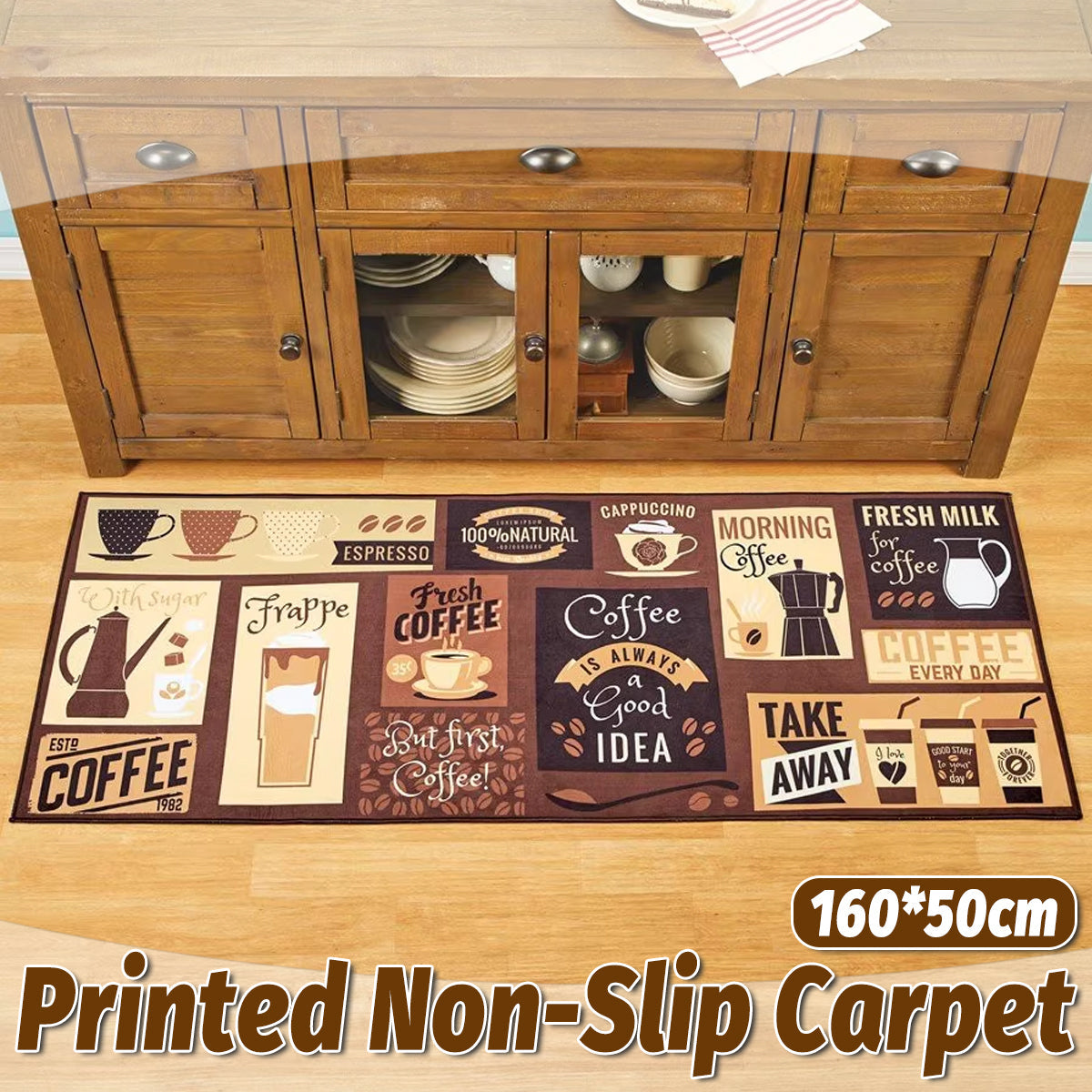 Premium Printed Non-Slip Kitchen Floor Mat – 160 x 50cm