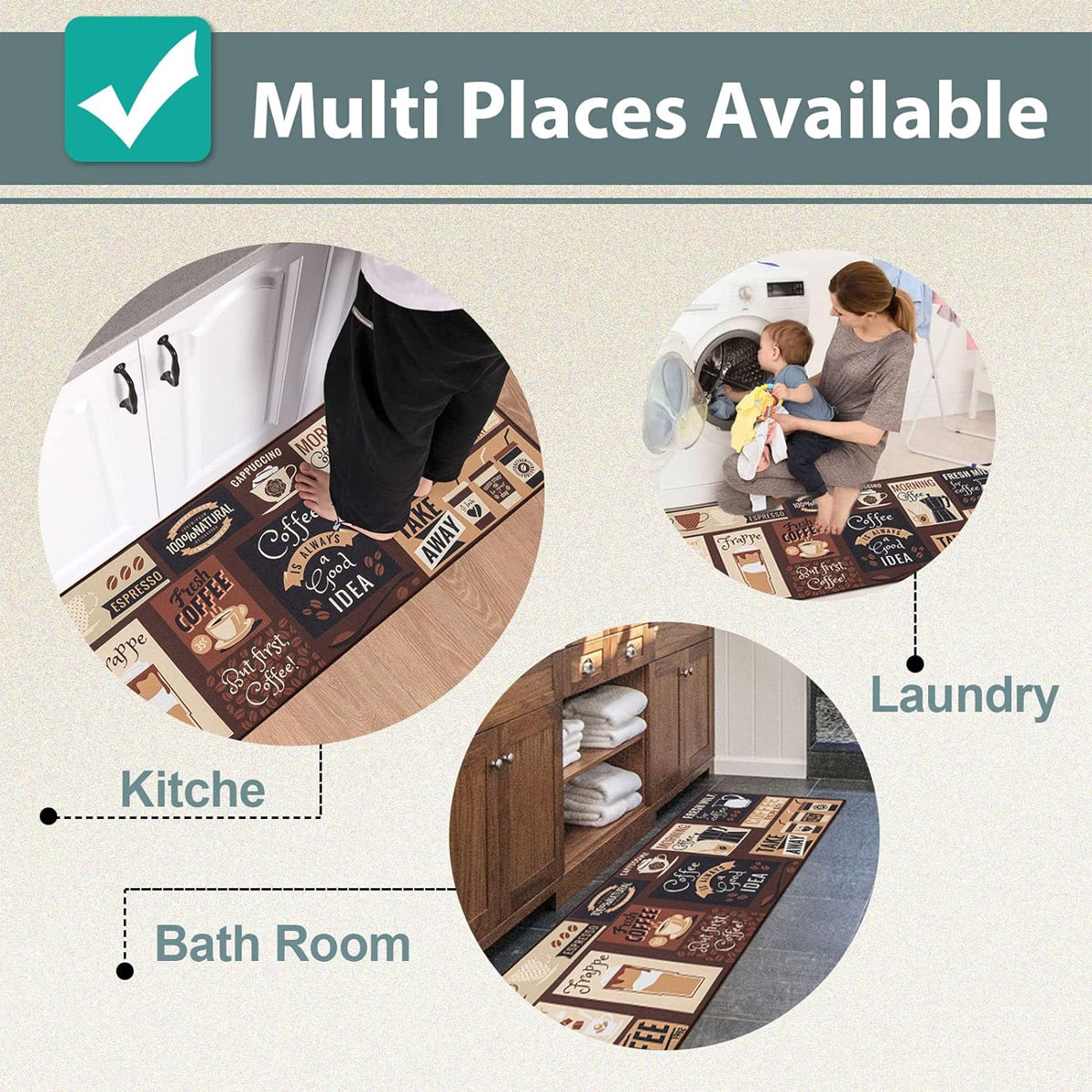 Premium Printed Non-Slip Kitchen Floor Mat – 160 x 50cm