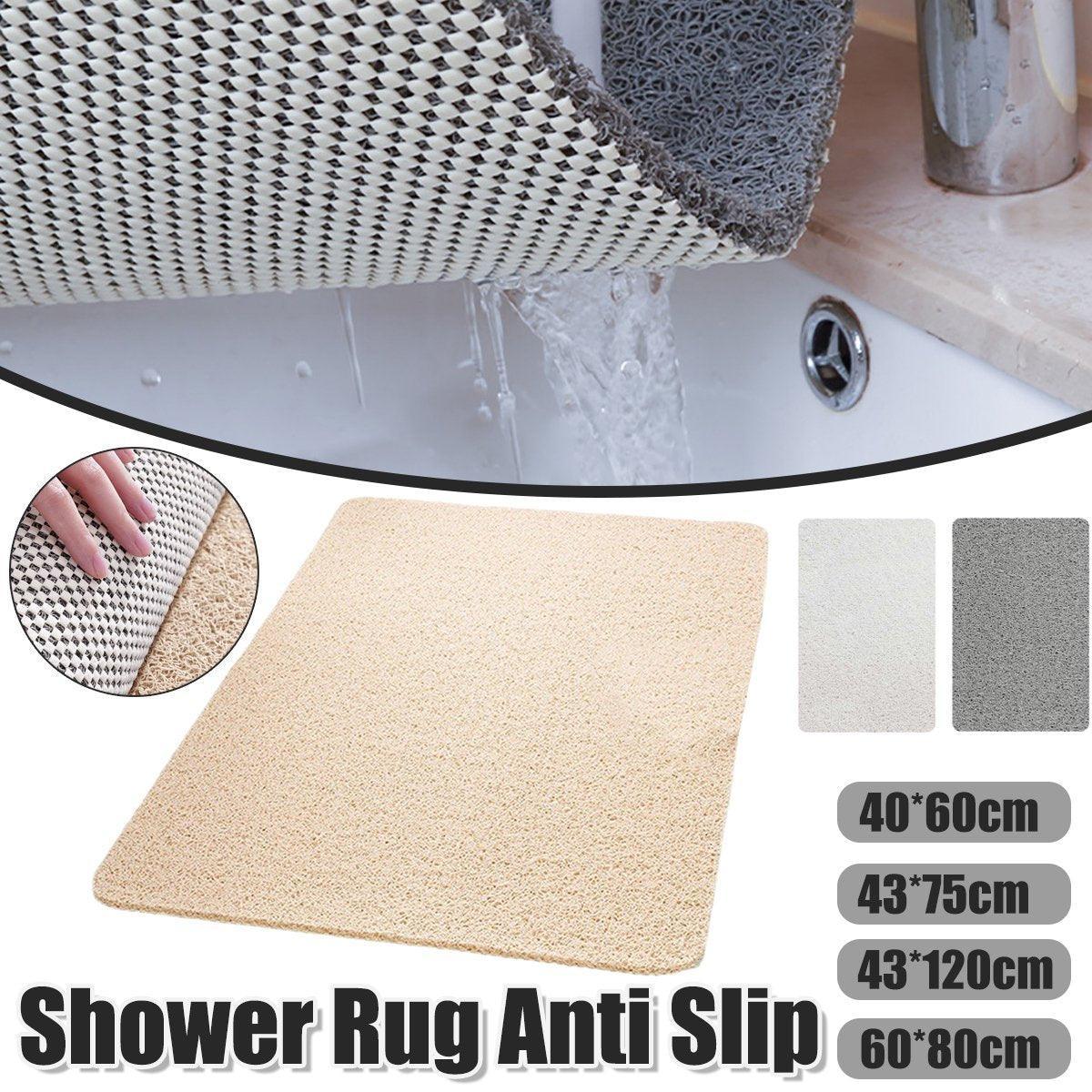 Waterproof Non-Slip Bathroom Shower Mat - Anti-Slip Rug, Washable, Cream 43x120cm