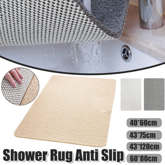 Waterproof Non-Slip Bathroom Shower Mat - Anti-Slip Rug, Washable, Cream 43x120cm