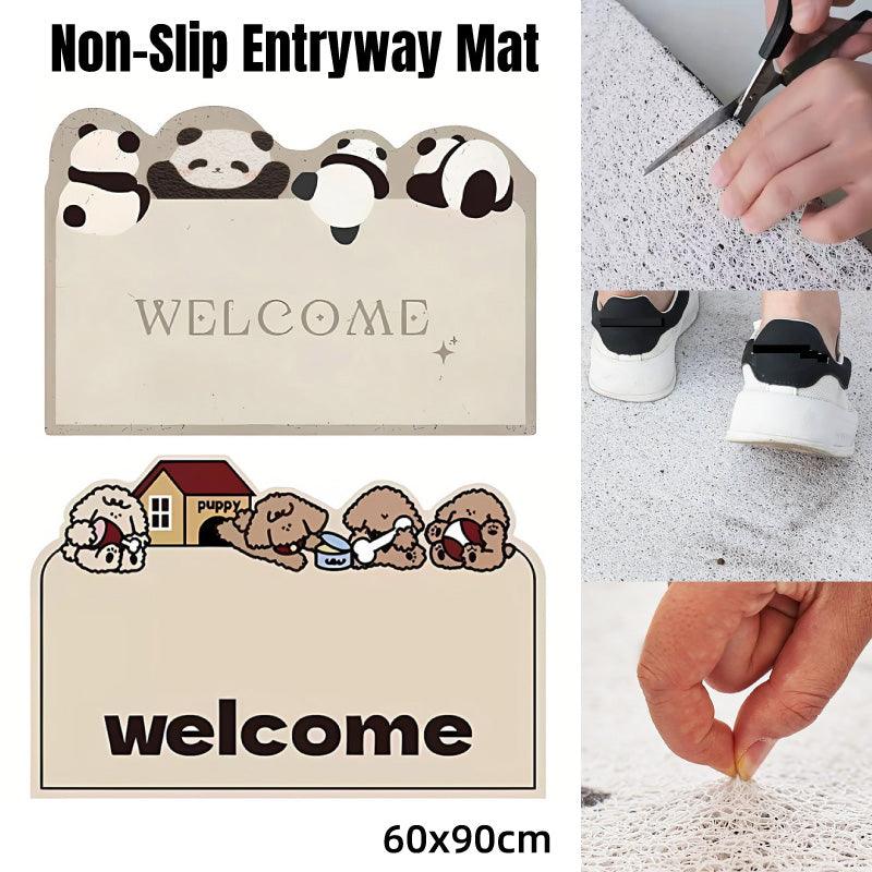 Cartoon Non Slip Household Silk Circle Floor Mat Durable Entryway Rug Can Be Cut - Panda - SuperSaverAU - view 1