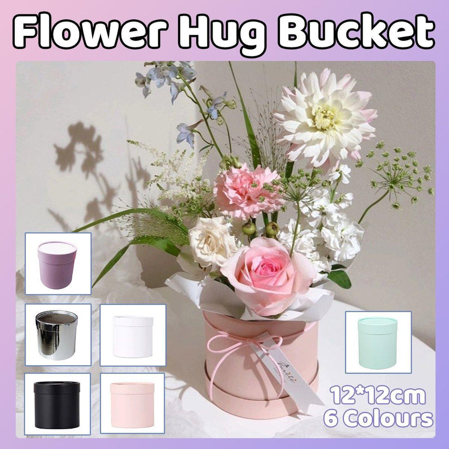 Premium 10 Pack Purple Round Hug Bucket Flower Arrangement Boxes 12x12cm