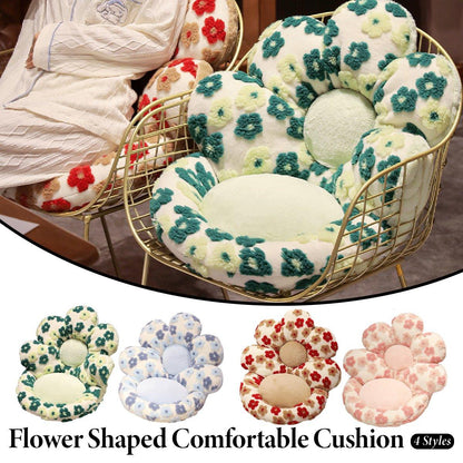 Flower Shaped Soft Seat Cushion - Cute Design for Home and Office, Green