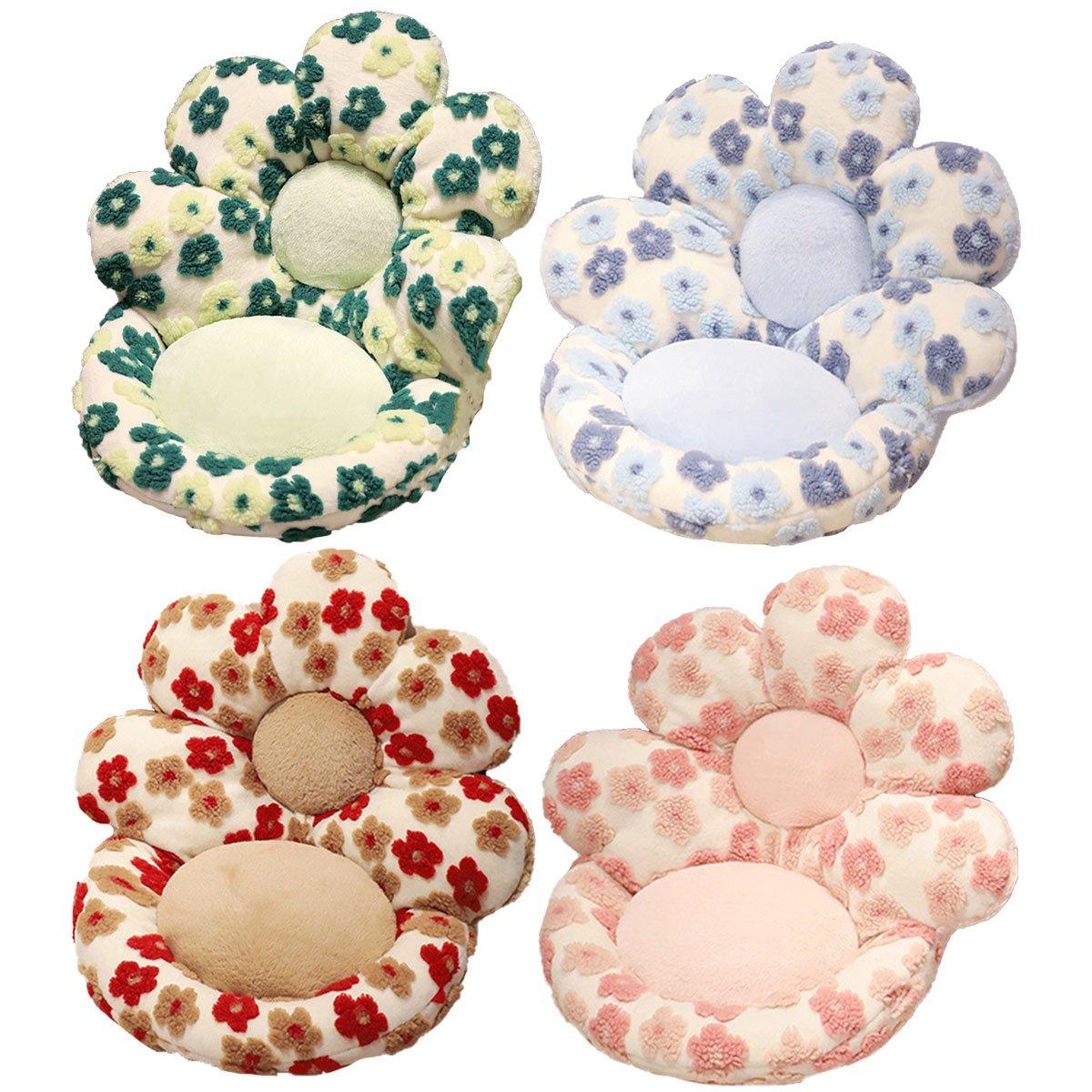Flower Shaped Soft Seat Cushion - Cute Design for Home and Office, Green