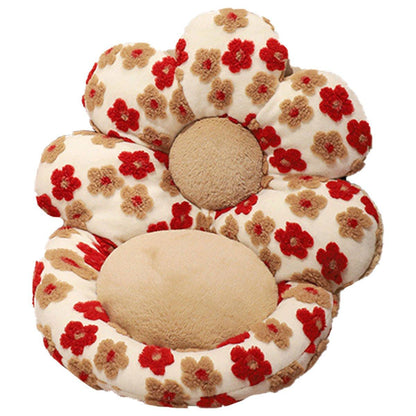 Flower Shaped Soft Seat Cushion - Cute Design for Home and Office, Red