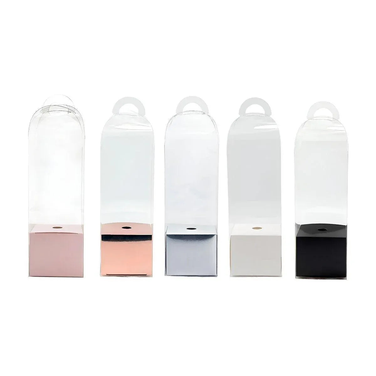 Premium 10 Pack Black Transparent PVC Flower Bouquet Gift Boxes 8x8x25cm