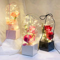 Premium 10 Pack Black Transparent PVC Flower Bouquet Gift Boxes 8x8x25cm