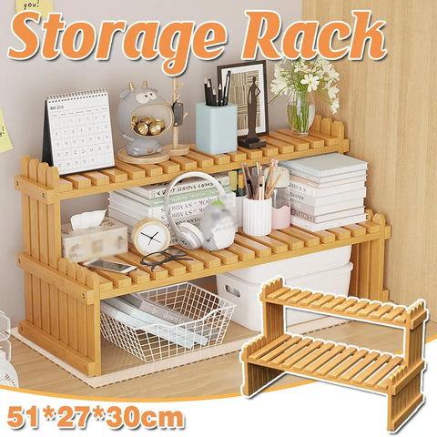 Premium 2-Tier Bamboo Plant Stand – Natural Bamboo