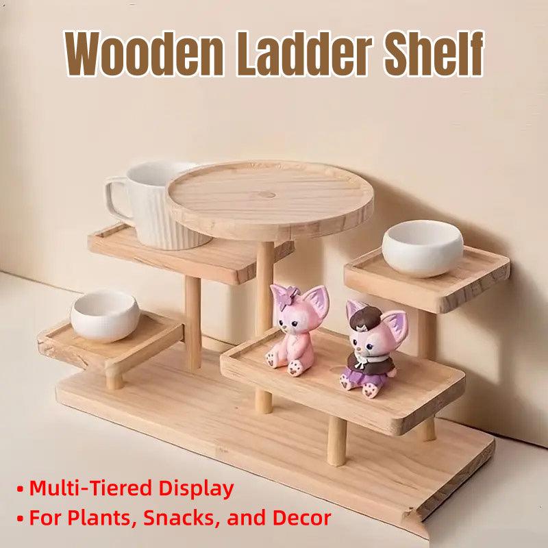 Multi-Tier Wooden Step Shelf Desktop Organizer for Home or Office