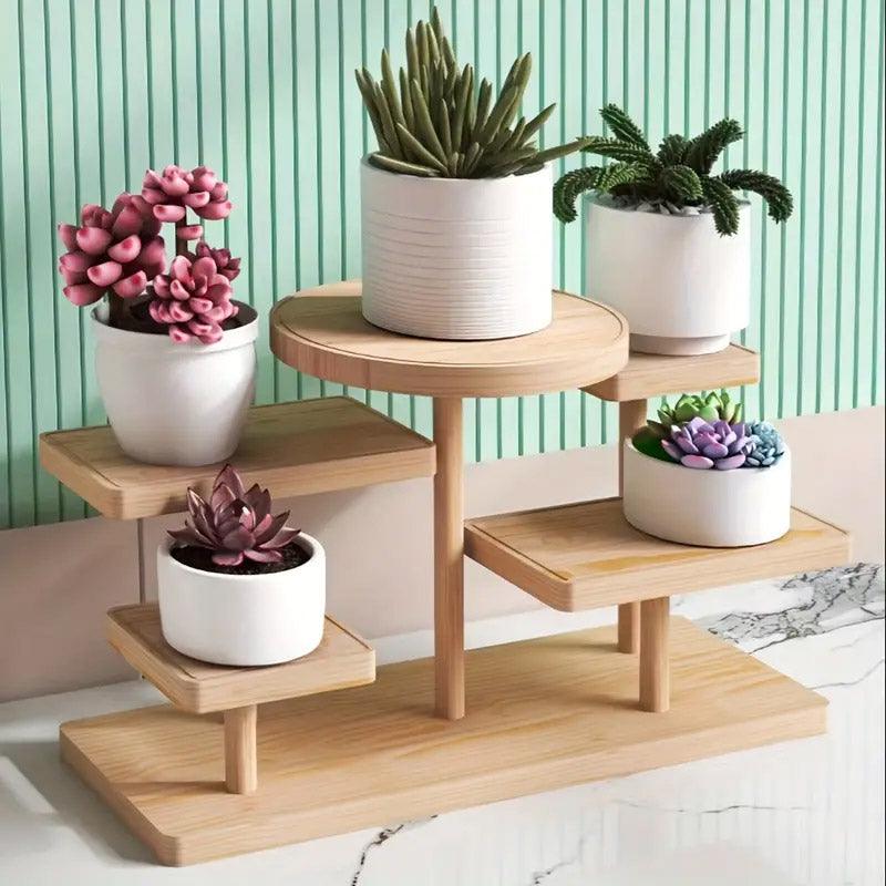 Multi-Tier Wooden Step Shelf Desktop Organizer for Home or Office
