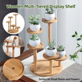 Premium Round Bamboo Tabletop Flower Stand – Multi-Tier Display Rack