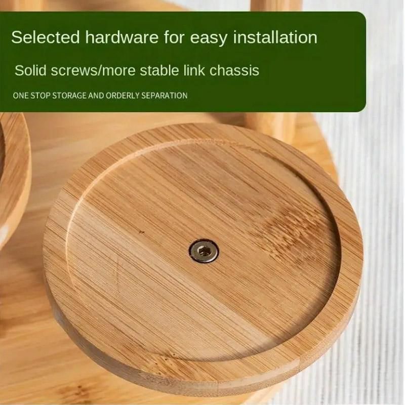 Premium Round Bamboo Tabletop Flower Stand – Multi-Tier Display Rack