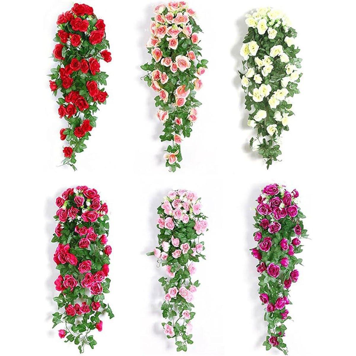 2PCS Artificial Rose Garland Hanging Vines 90 cm - Lifelike Wall Decor - SuperSaverAU - view 2