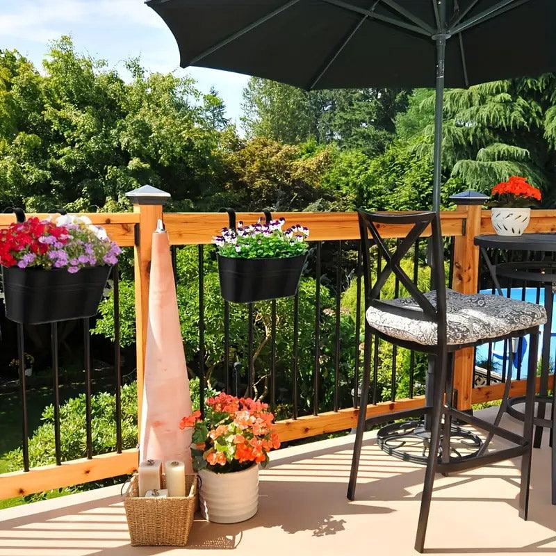 Premium Double Hook Hanging Planter Baskets – Black 3 Pack