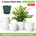 6PCS Simple Plastic Round Plant Pots Vertical Stripes Flower Pot Green Gardening - White - SuperSaverAU - view 1