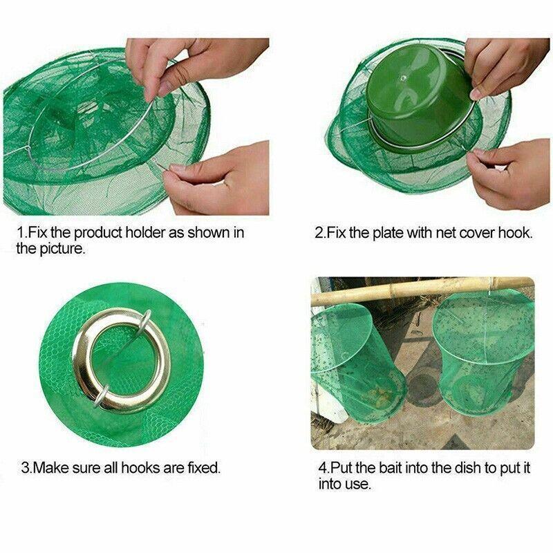 Premium Reusable Hanging Fly Trap Net Cages - 6pcs