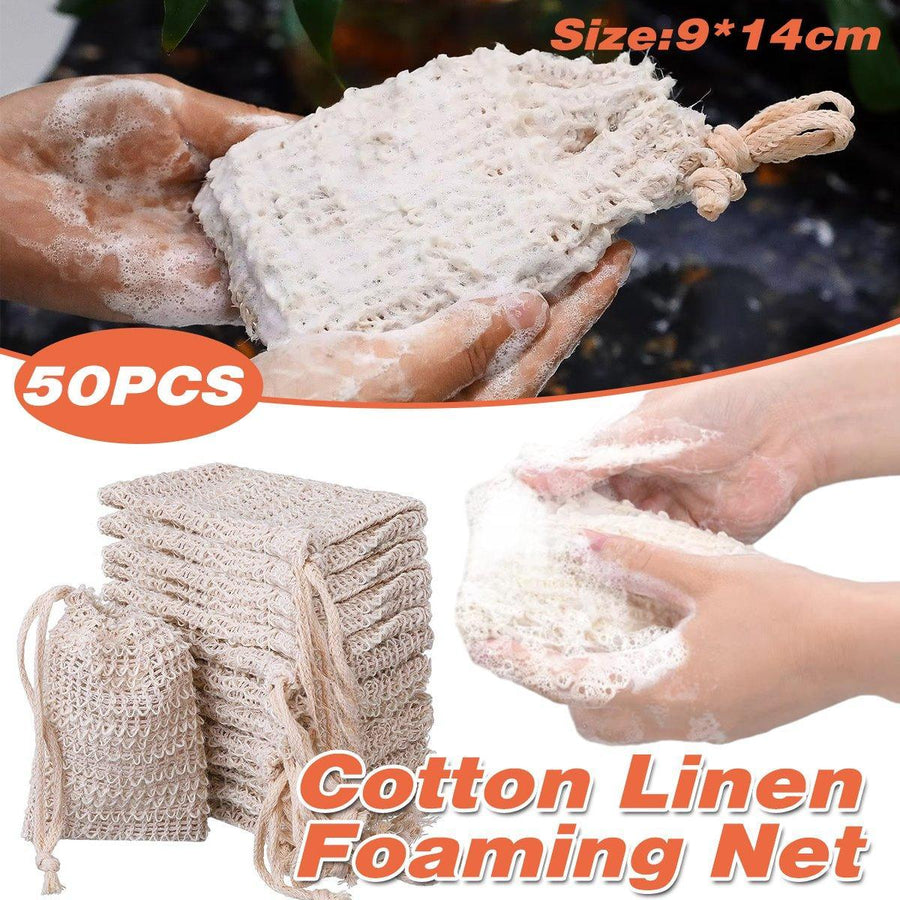Premium 50pcs Cotton Linen Exfoliating Soap Saver Bags with Drawstring Closure