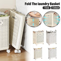 Premium Folding Laundry Basket with Wheels – Beige Medium