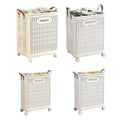 Premium Folding Laundry Basket with Wheels – Beige Medium