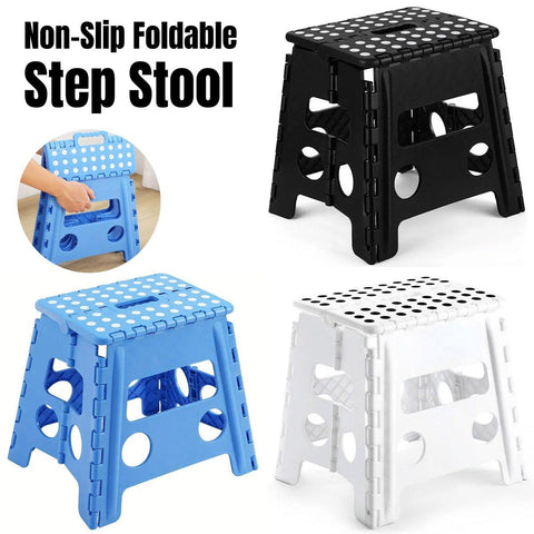 Premium Blue Portable Folding Plastic Stool 13 Inch 300lb Capacity