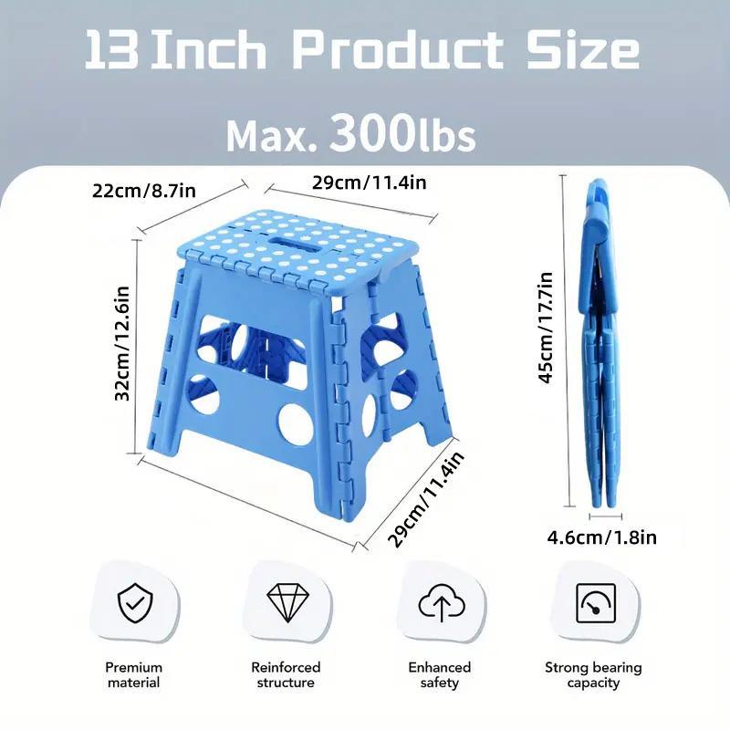 Premium Blue Portable Folding Plastic Stool 13 Inch 300lb Capacity