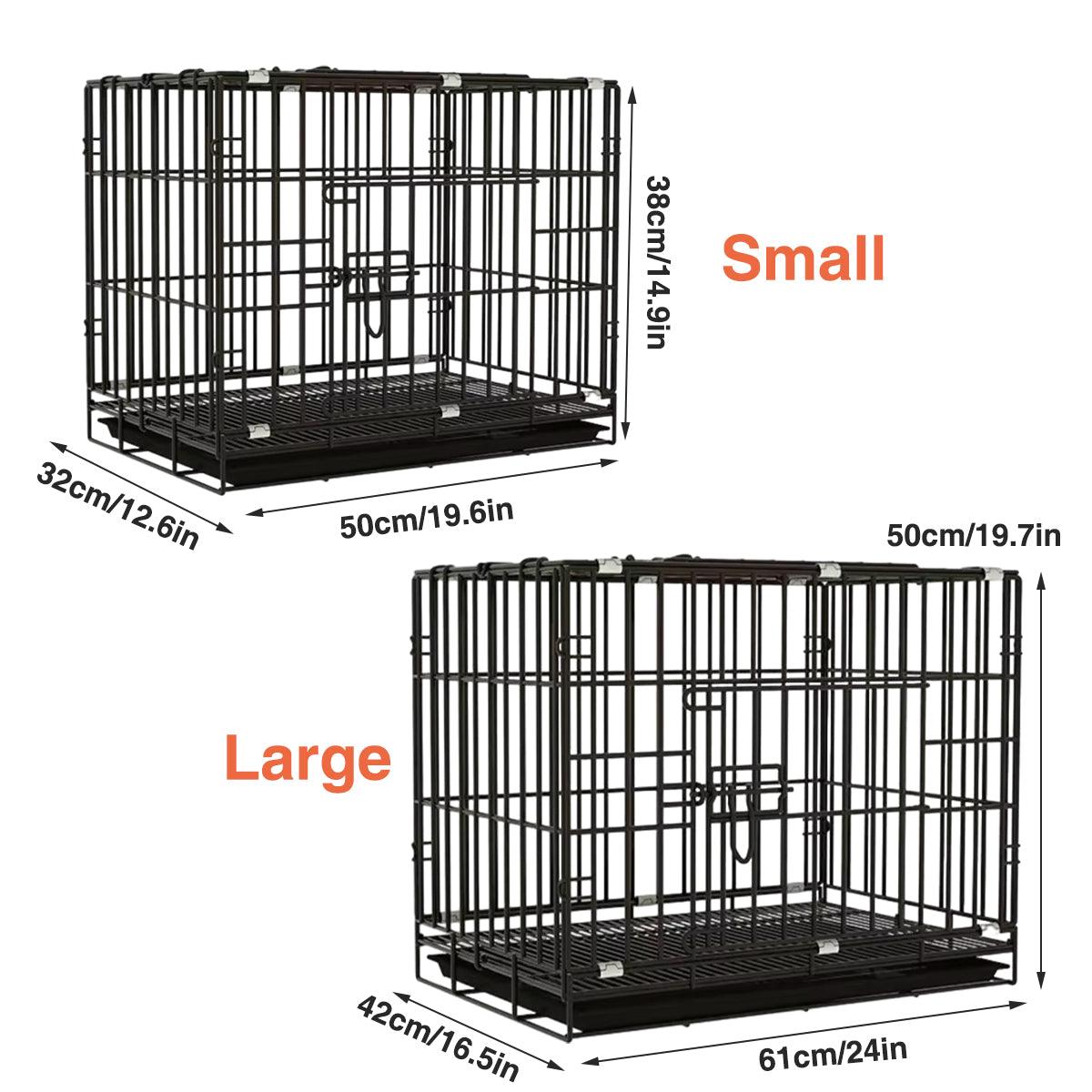 Premium Metal Dog Crate with Divider & Pull-Out Tray - Large Blue