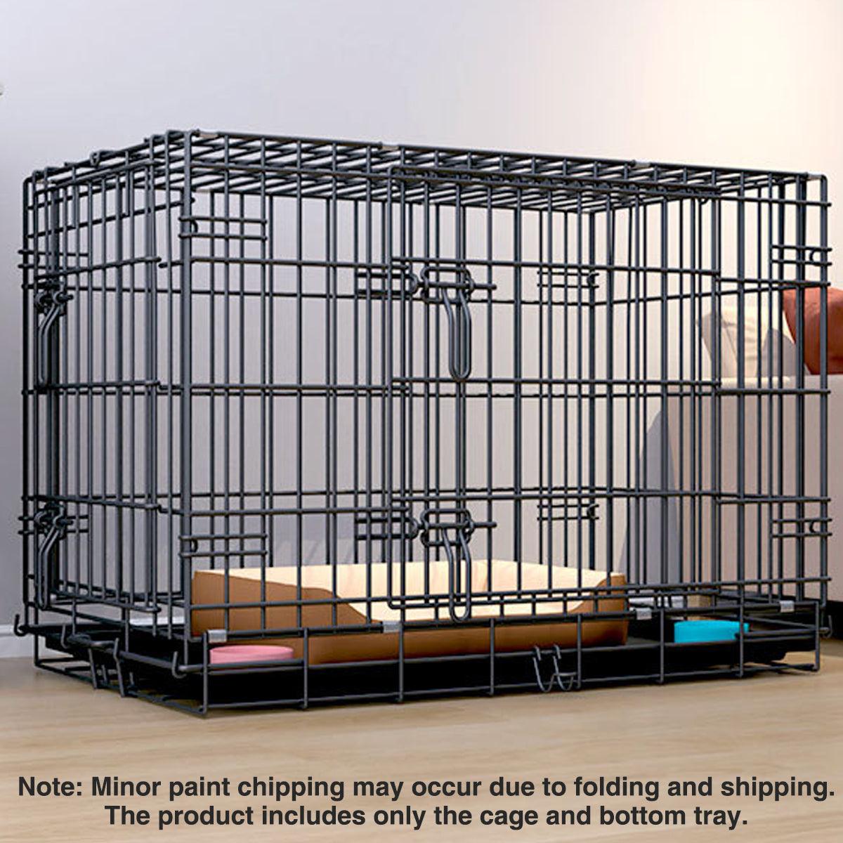 Premium Metal Dog Crate with Divider & Pull-Out Tray - Large Blue