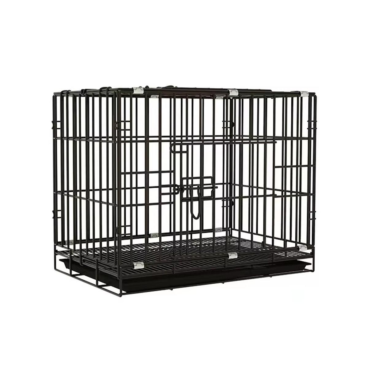 Premium Metal Dog Crate with Divider & Pull-Out Tray - Large Blue
