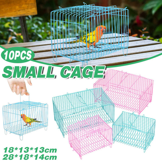 Collapsible Wire-Frame Pet Transport Cages - Small (5.11x7x5.11 in) & Large (7x11x5.5 in) - 10pcs