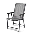 Premium Grey Metal Folding Outdoor Chair with Backrest and Armrests 300lb Capacity