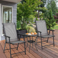 Premium Grey Metal Folding Outdoor Chair with Backrest and Armrests 300lb Capacity