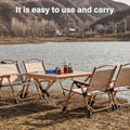 Premium Black Folding Camping Chair Outdoor Picnic Seat with Wooden Armrests