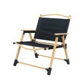 Premium Black Folding Camping Chair Outdoor Picnic Seat with Wooden Armrests