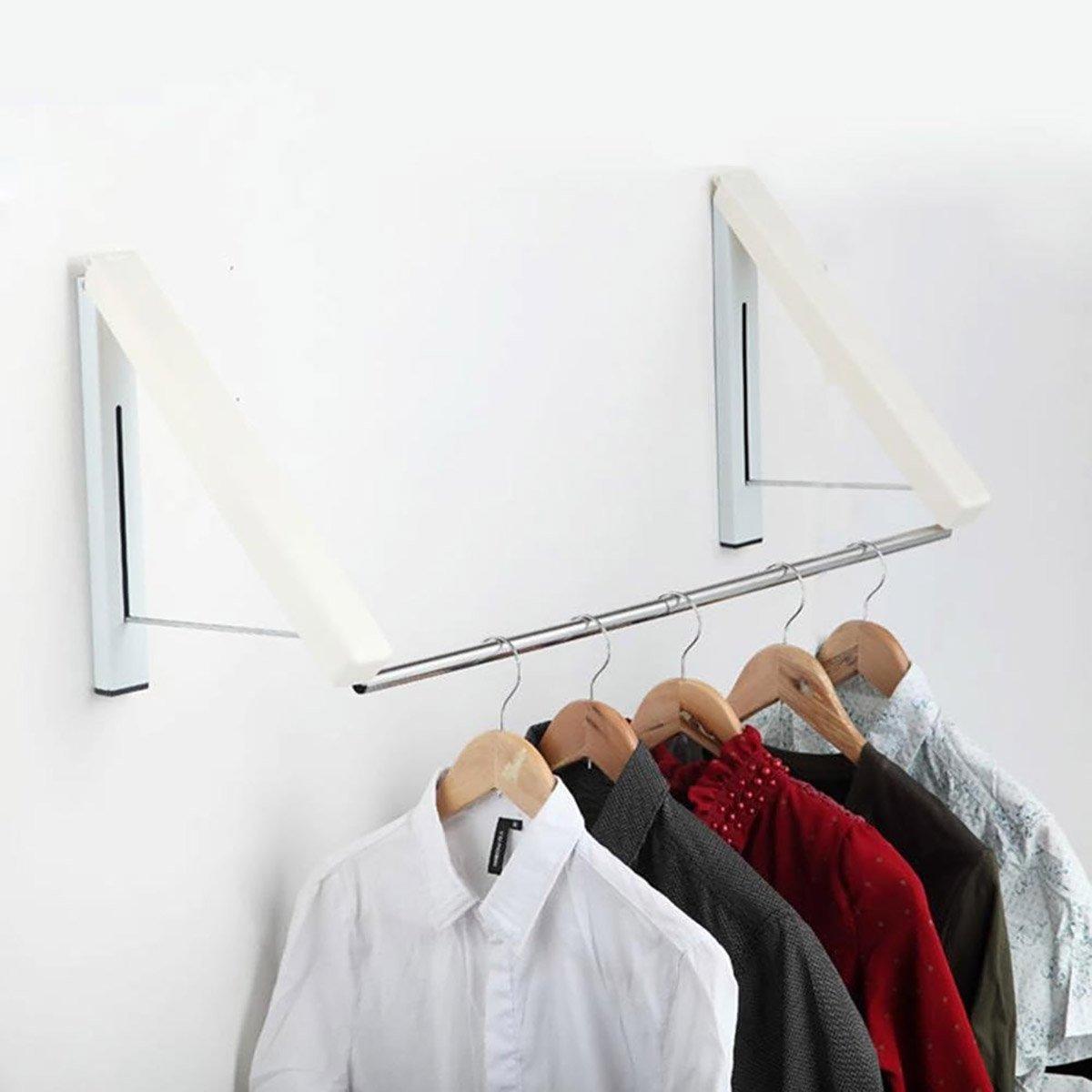 Mini Wall Hanging Retractable Clothes Drying Rack Space Saving Laundry Hanger - D
