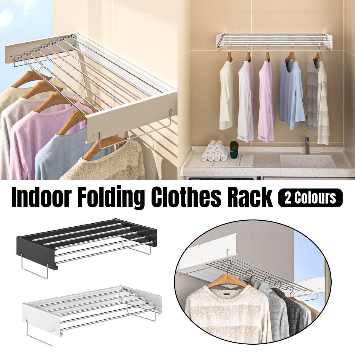 Invisible White Wall-Mounted Foldable Clothes Drying Rack