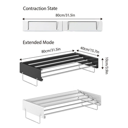 Invisible White Wall-Mounted Foldable Clothes Drying Rack