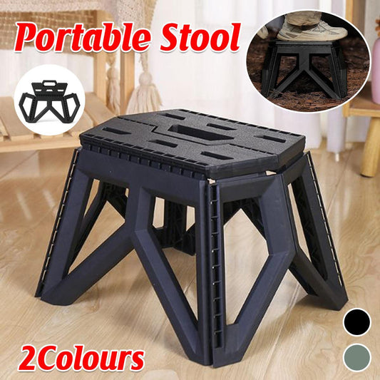 Premium Foldable Fishing Stool - Portable Compact Plastic Bench - Black