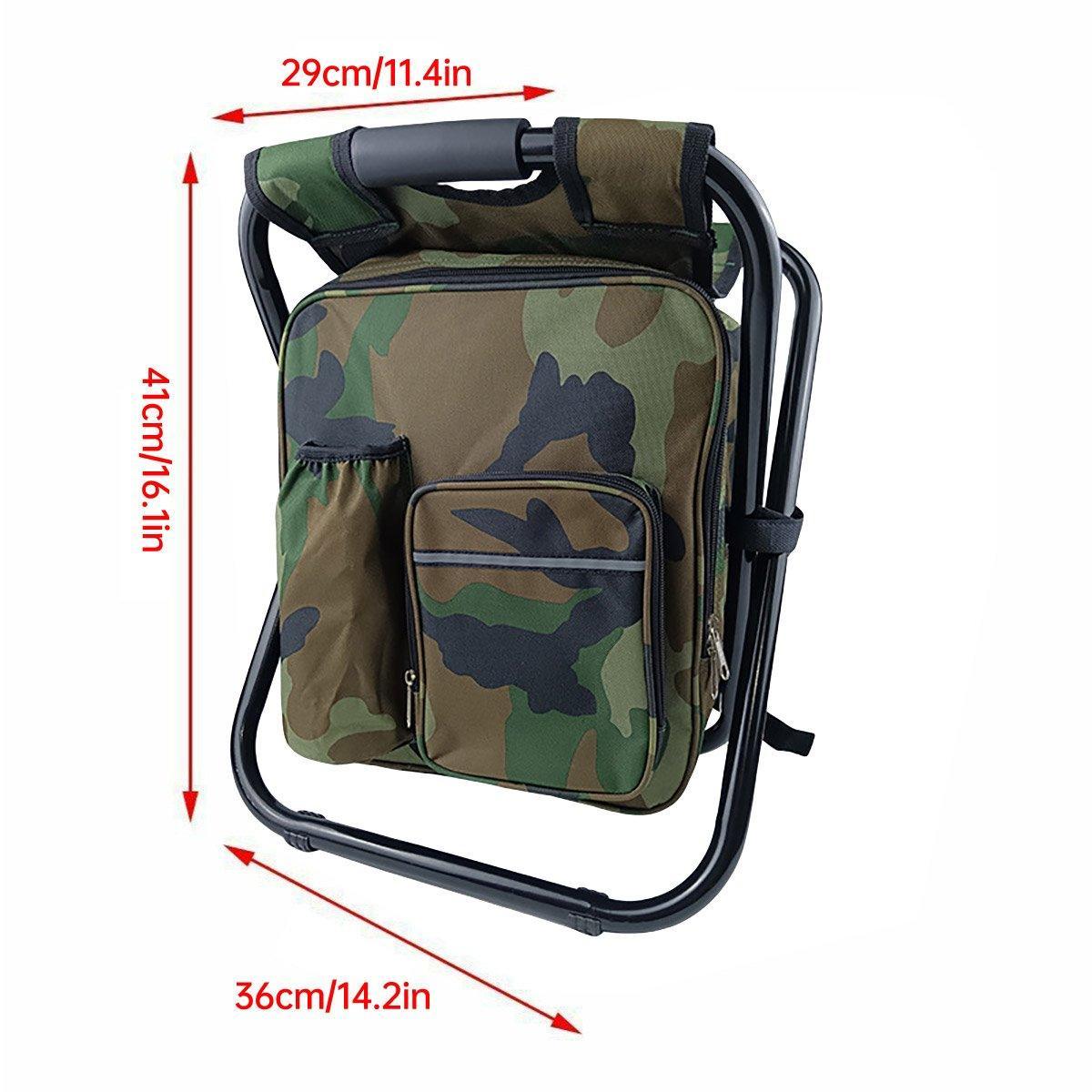 Premium Green 2 in 1 Folding Camping Chair Backpack Outdoor Stool 150kg Capacity