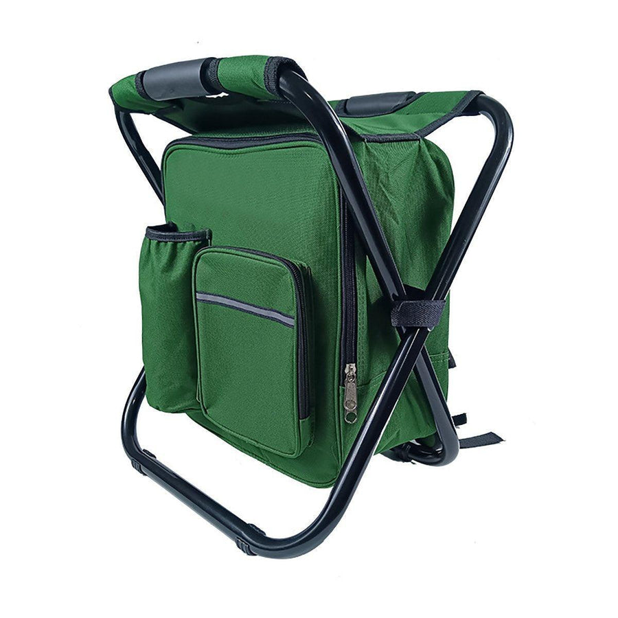 Premium Green 2 in 1 Folding Camping Chair Backpack Outdoor Stool 150kg Capacity