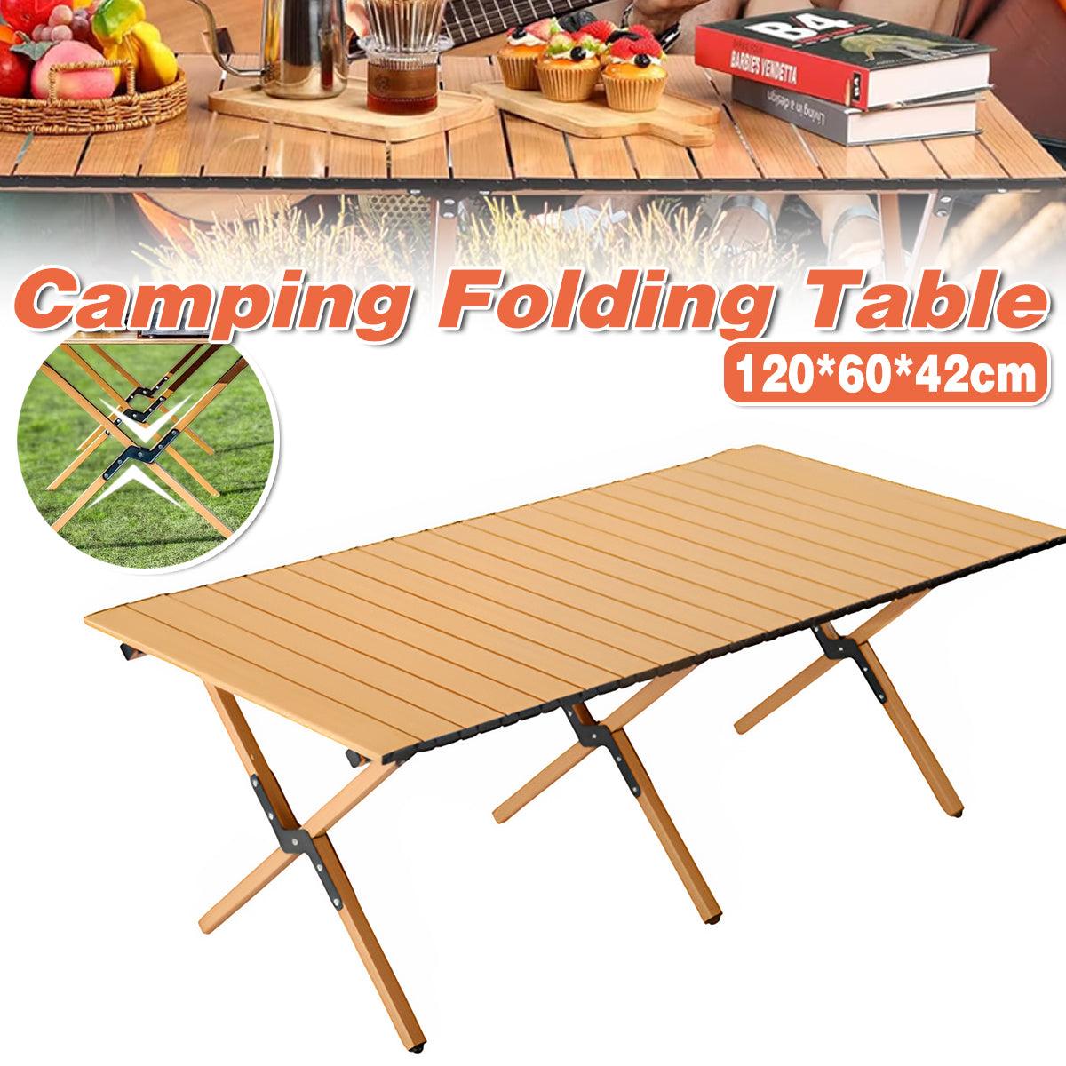 Premium 120x60cm Folding Picnic Camping Table Yellow Wood Grain Outdoor