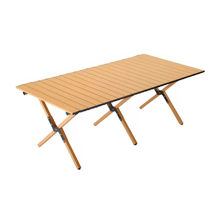 Premium 120x60cm Folding Picnic Camping Table Yellow Wood Grain Outdoor