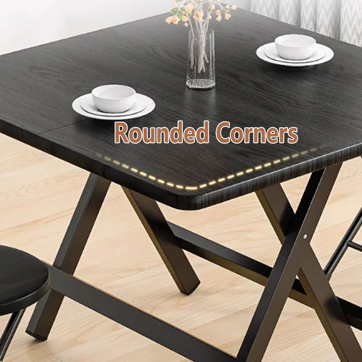 Premium 60x60cm Folding Dining Table Dark Woodgrain Compact Space Saving