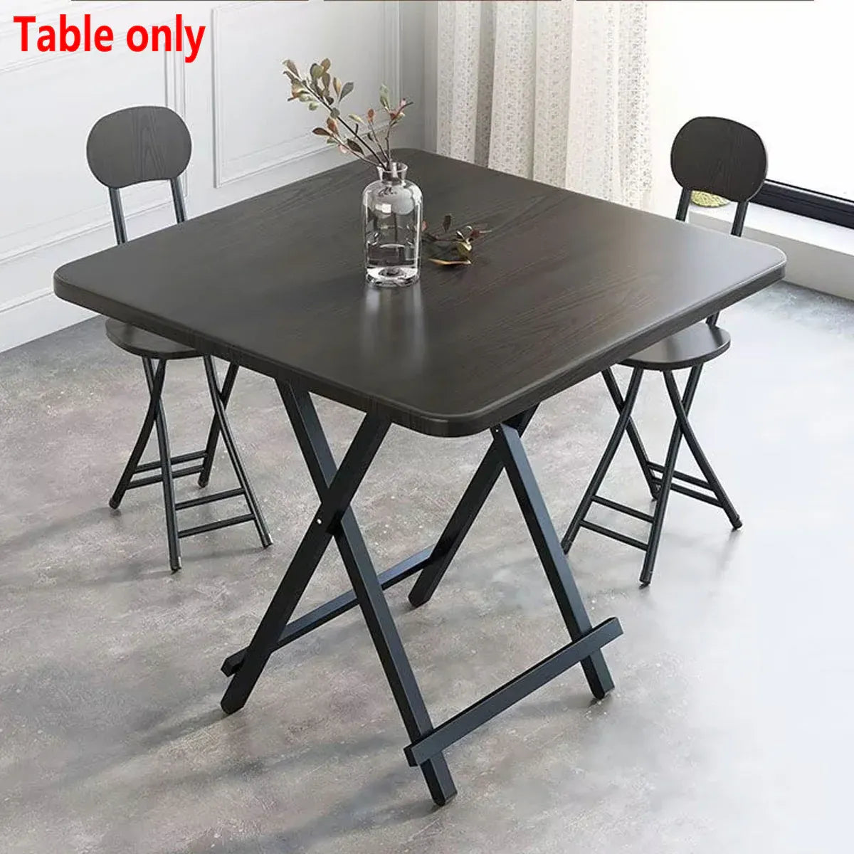 Premium 60x60cm Folding Dining Table Dark Woodgrain Compact Space Saving