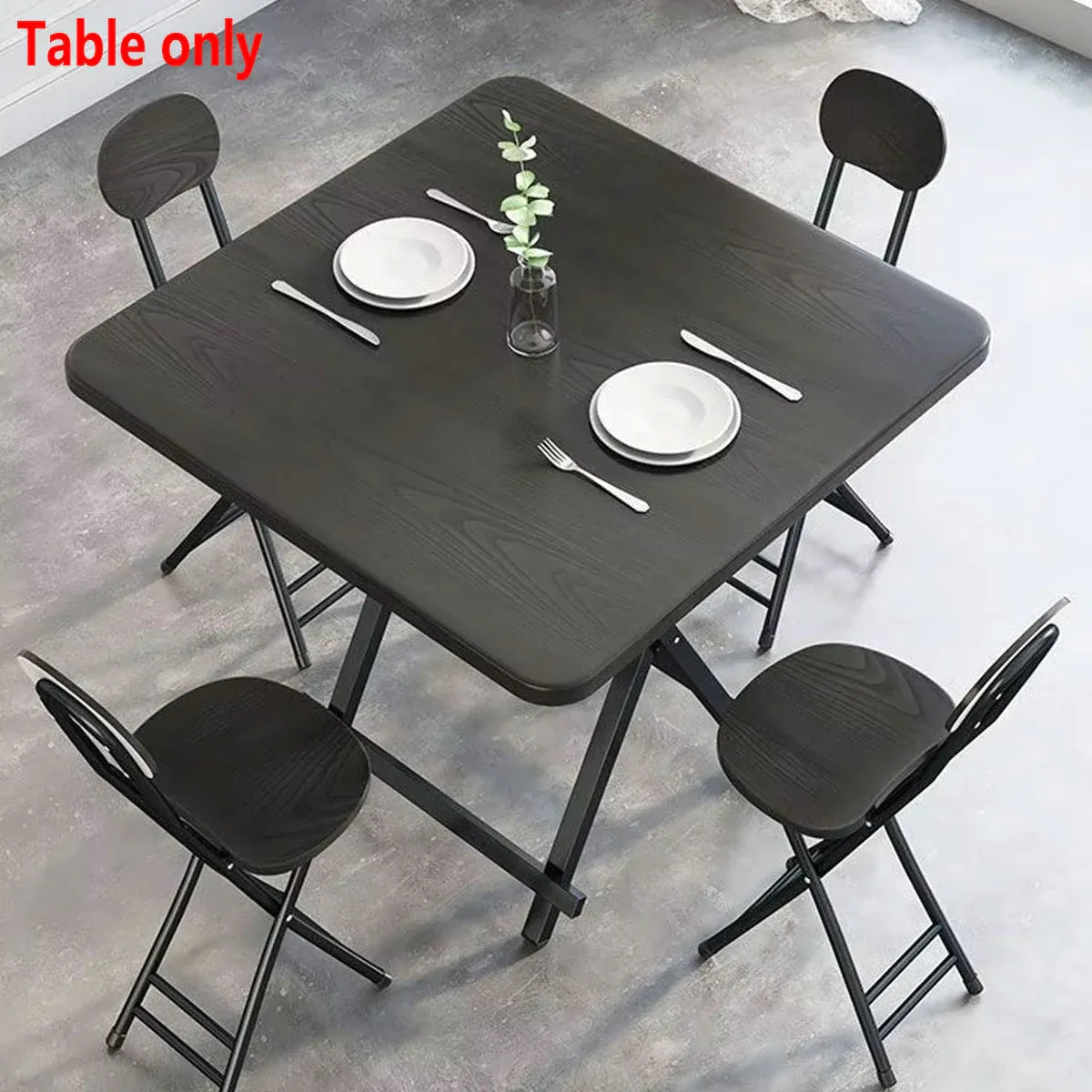 Premium 60x60cm Folding Dining Table Dark Woodgrain Compact Space Saving