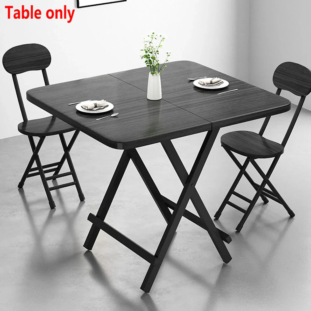 Premium 60x60cm Folding Dining Table Dark Woodgrain Compact Space Saving